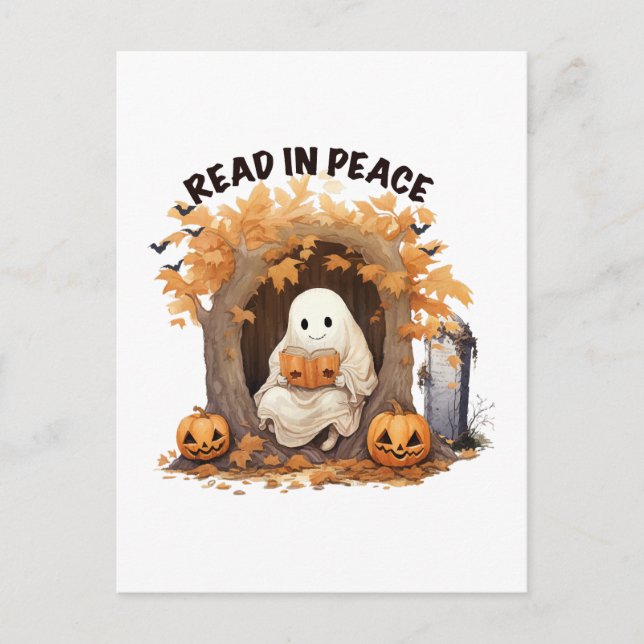 Read in Peace Boo Ghost Postcard (Front)