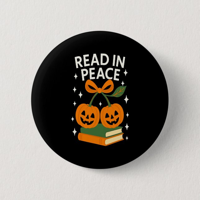 Read in Peace Funny Halloween Book 2 Inch Round Button (Front)