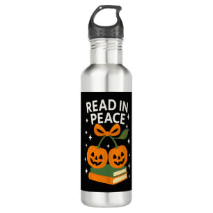 Read in Peace Funny Halloween Book 710 Ml Water Bottle