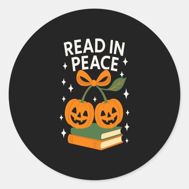 Read in Peace Funny Halloween Book Classic Round Sticker (Front)