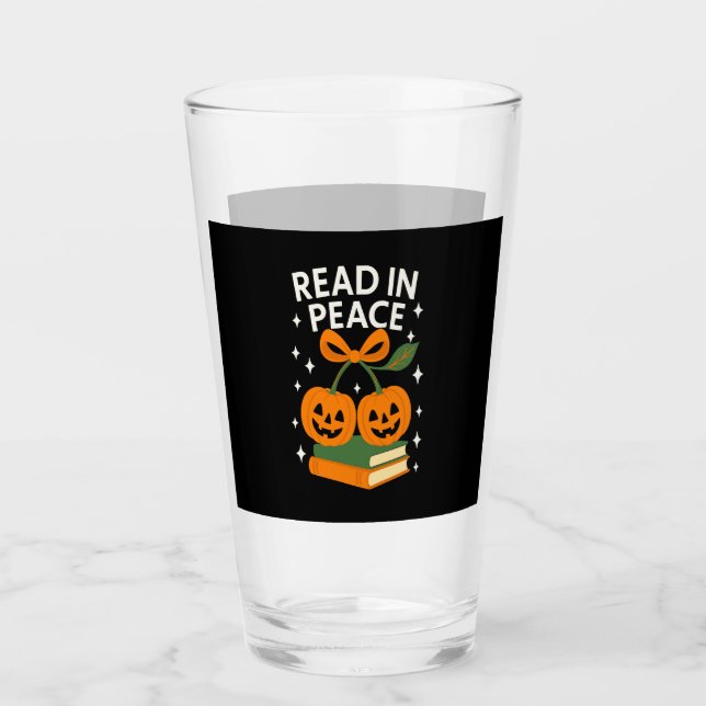 Read in Peace Funny Halloween Book Glass (Front)