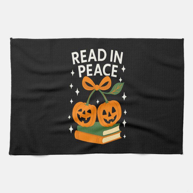 Read in Peace Funny Halloween Book Kitchen Towel (Horizontal)