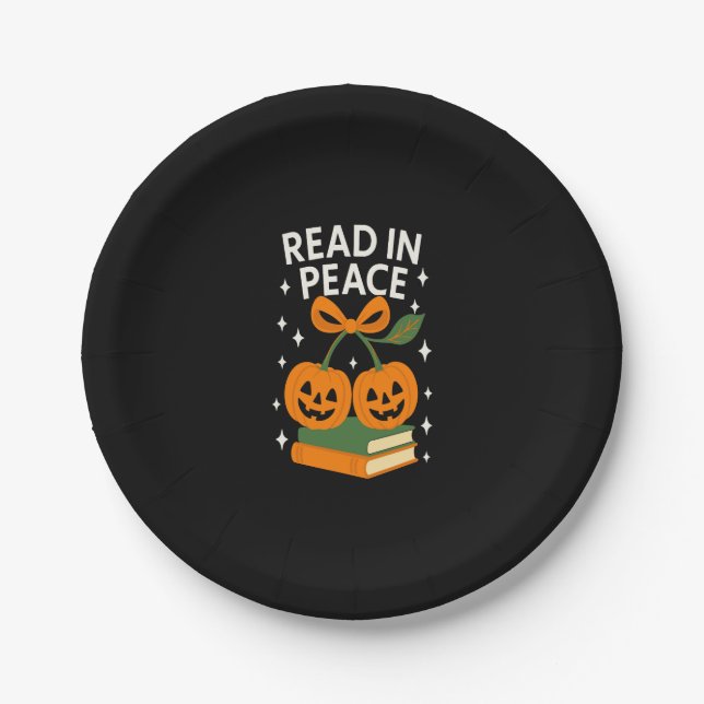 Read in Peace Funny Halloween Book Paper Plate (Front)