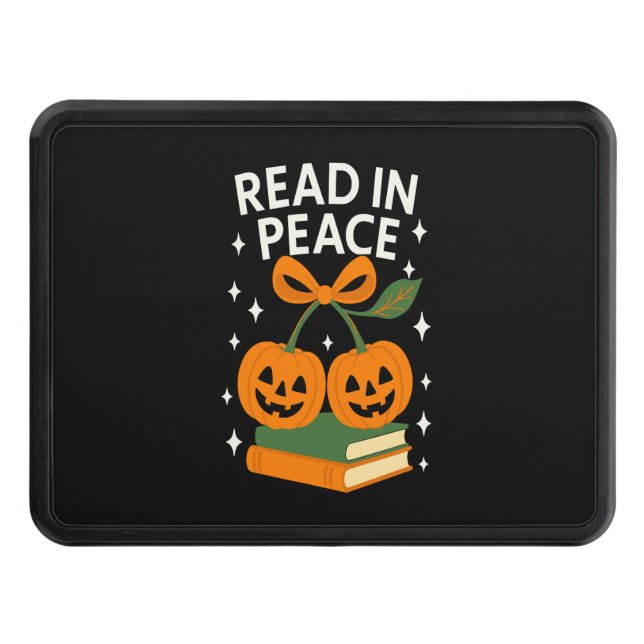 Read in Peace Funny Halloween Book Trailer Hitch Cover (Front)