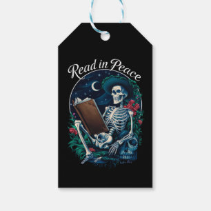 Read in Peace Skeleton Reading Book Lover Bookish  Gift Tags