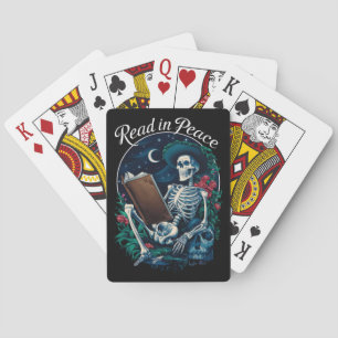 Read in Peace Skeleton Reading Book Lover Bookish Playing Cards