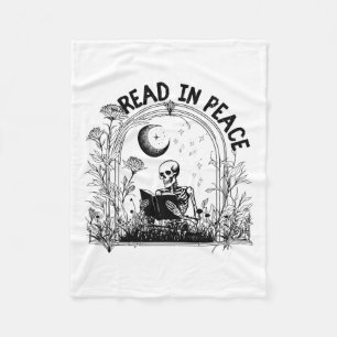 Read In Peace Spooky Teacher Skeleton Read Book Ha Fleece Blanket