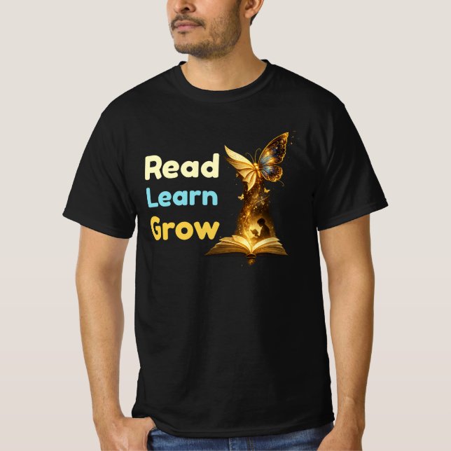 Read Learn Grow Reading Teacher Shirt | Book Lover (Front)