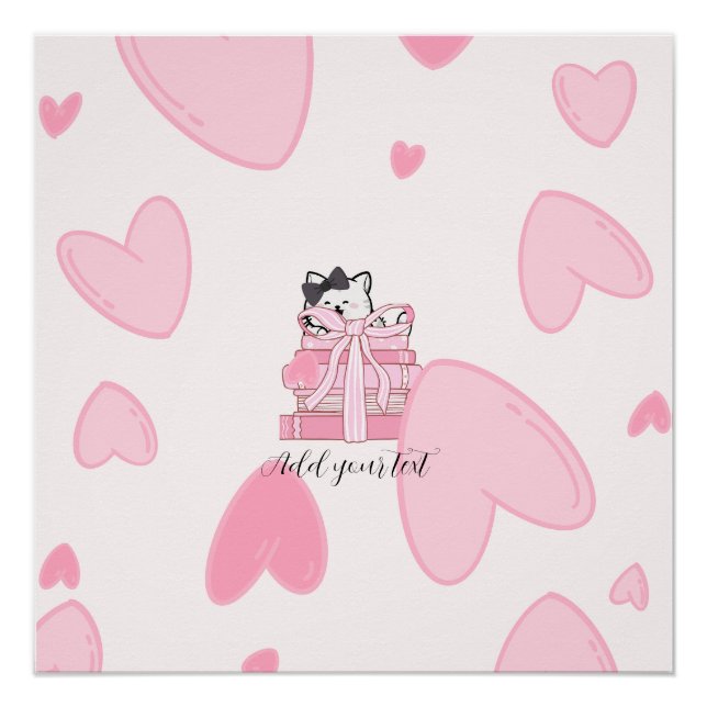 Read • Love • Display – Cat & Book Glossy Poster (Front)