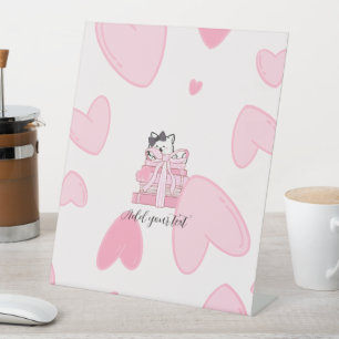 Read • Love • Display – Cat & Book Pedestal Sign