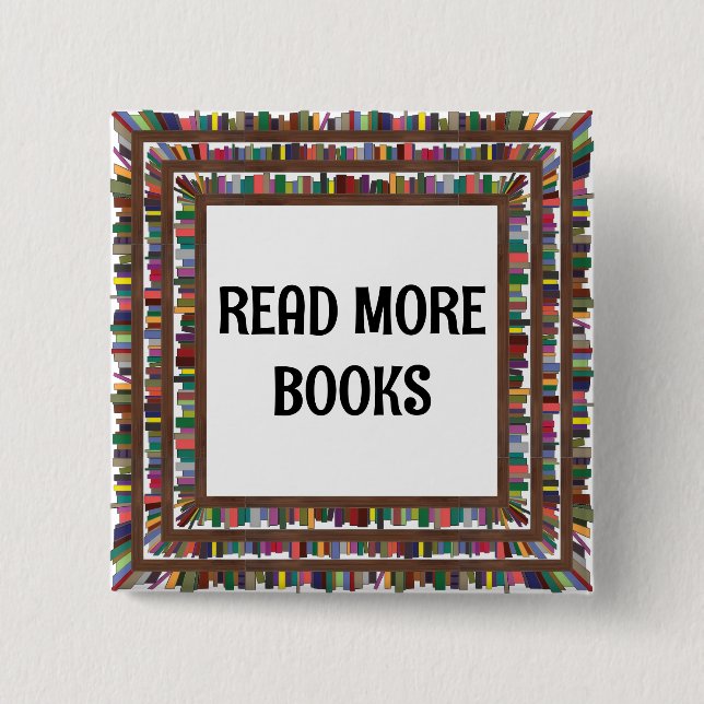 Read more books 2 inch square button (Front)
