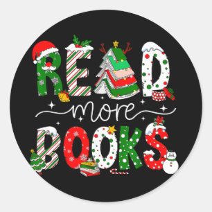 Read More Books Christmas Reading Book Classic Round Sticker