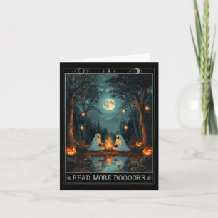 Read More Books Cute Spooky Ghost Reading Book Tar Card