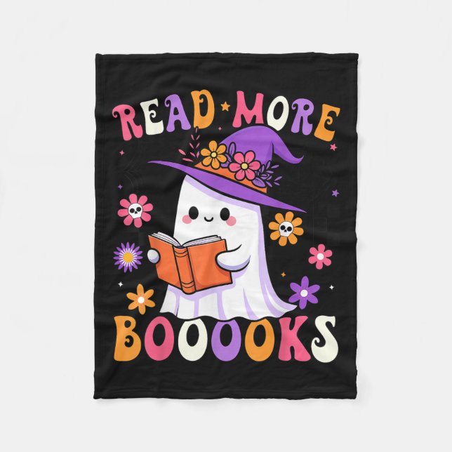 Read More Books Ghost Reading Book Funny Teacher H Fleece Blanket (Front)