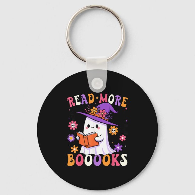 Read More Books Ghost Reading Book Funny Teacher H Keychain (Front)