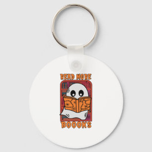Read More Books Library Ghost Reading Halloween Keychain