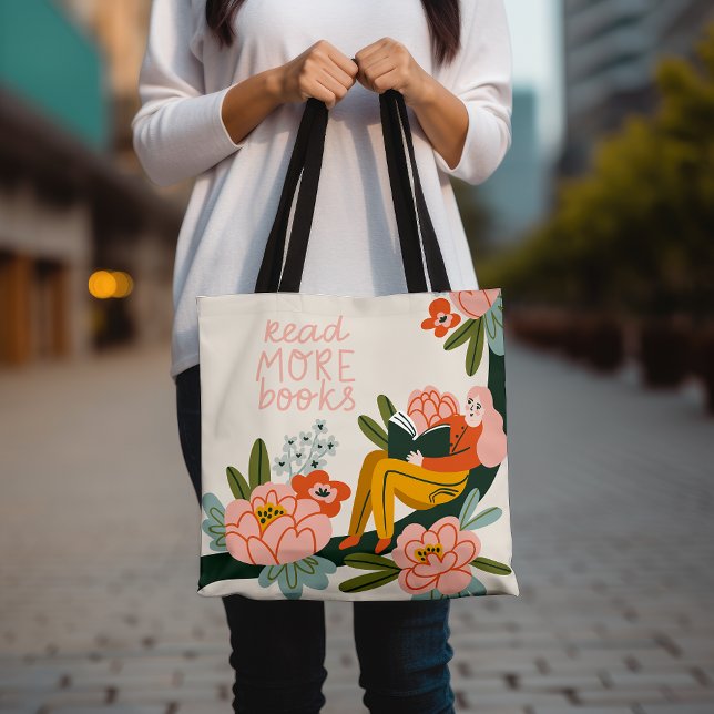 Read More Books Lover Inspirational Floral Tote Bag (Creator Uploaded)