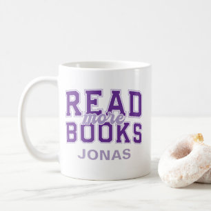 Read More Books Purple Varsity Readers Bookworm Coffee Mug