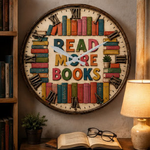 Read More Books Reading Classroom Large Clock