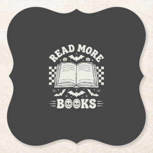 Read More Books Retro Halloween Book Lover Paper Coaster