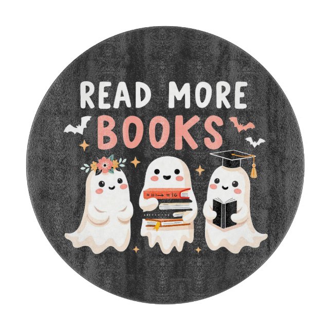 Read more books Spooky Halloween Ghost Book Lovers Cutting Board (Front)