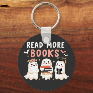 Read more books Spooky Halloween Ghost Book Lovers Keychain