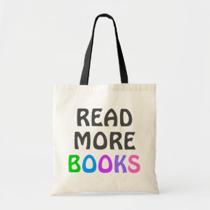 READ MORE BOOKS with Colourful Typography Book Tote Bag
