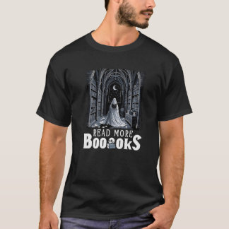 Read More Booooks Ghost Reading Book Gothic Hallow T-Shirt