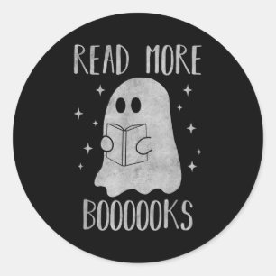 Read More Boooooks Funny Cute Halloween Ghost Read Classic Round Sticker
