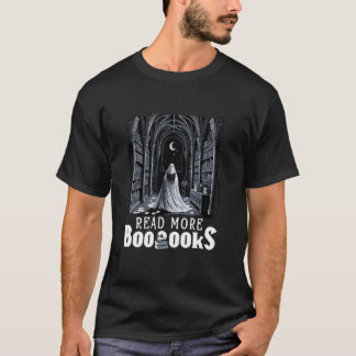 Read More Boooooks Ghost Reading Book Gothic Hallo T-Shirt