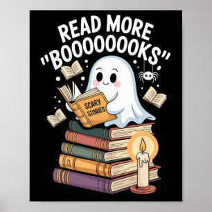 Read More Booooooks Ghost Reading Halloween Art Te Poster