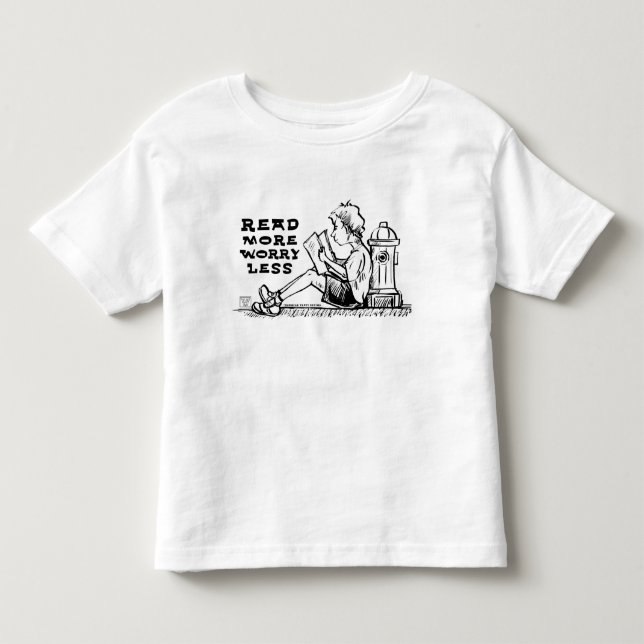 Read More Worry Less Boy Reading Toddler T-Shirt (Front)