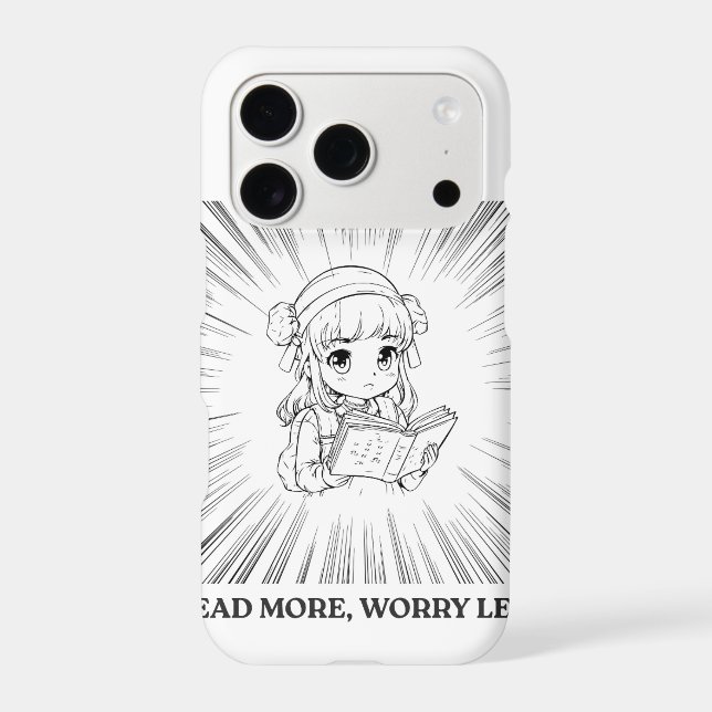 "Read More, Worry Less" Cute Anime Reader Phone  (Back)
