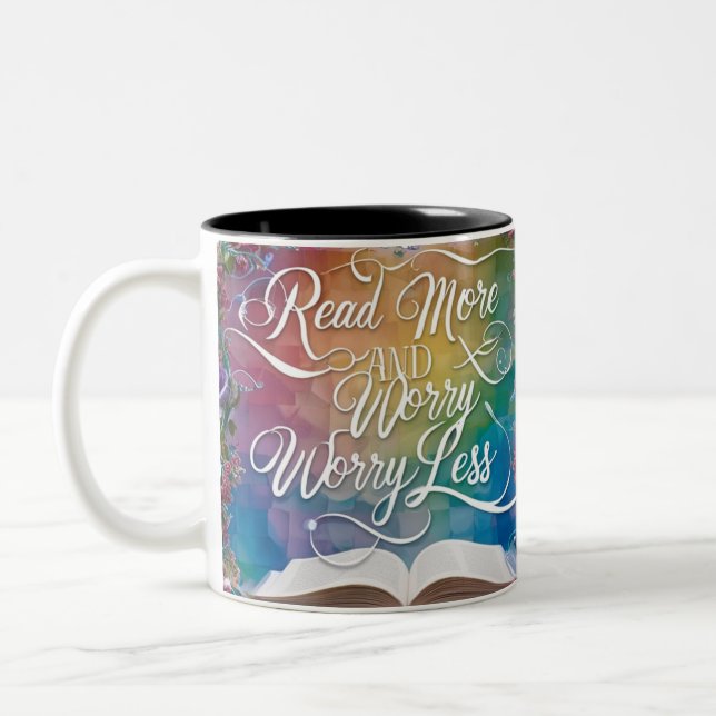 Read More Worry Less Two-Tone Mug - Aesthetic (Left)