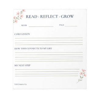 Read Reflect Grow Floral Reading Reflection Notepad