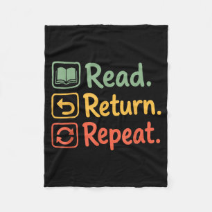 Read Return Repeat Reading Book Lovers Retro Fleece Blanket