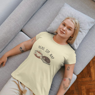 Read, Sip, Nap: Cozy Cat and Coffee Lover Tri-Blend Shirt