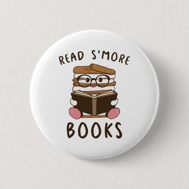 Read Smore' Books Camping Reading Books Lover Camp 2 Inch Round Button (Front)