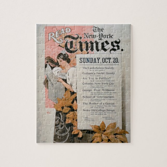 'Read The New York Times' (colour litho) Jigsaw Puzzle (Vertical)