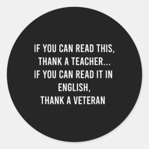 Read This Thank A Teacher, Read In English Thank A Classic Round Sticker