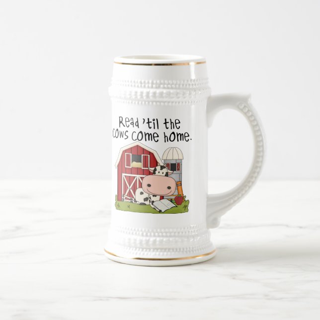 Read 'til The Cows Come Home Beer Stein (Right)
