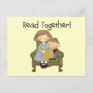 Read Together Mom and Boy Tshirts and Gifts Postcard