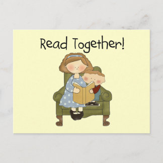 Read Together Mom and Boy Tshirts and Gifts Postcard