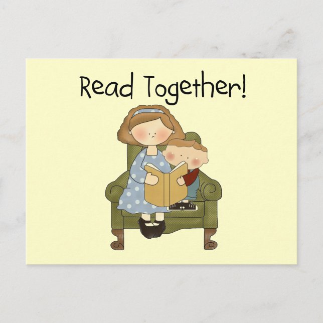 Read Together Mom and Boy Tshirts and Gifts Postcard (Front)