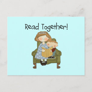 Read Together Mom and Boy Tshirts and Gifts Postcard
