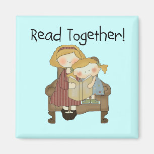 Read Together - Mom and Girl Tshirts and Gifts Magnet