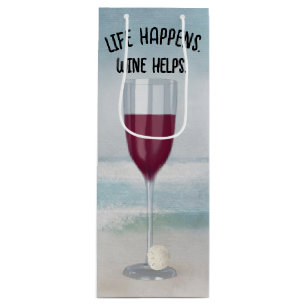 Read Wine and Sand Dollar Wine Gift Bag