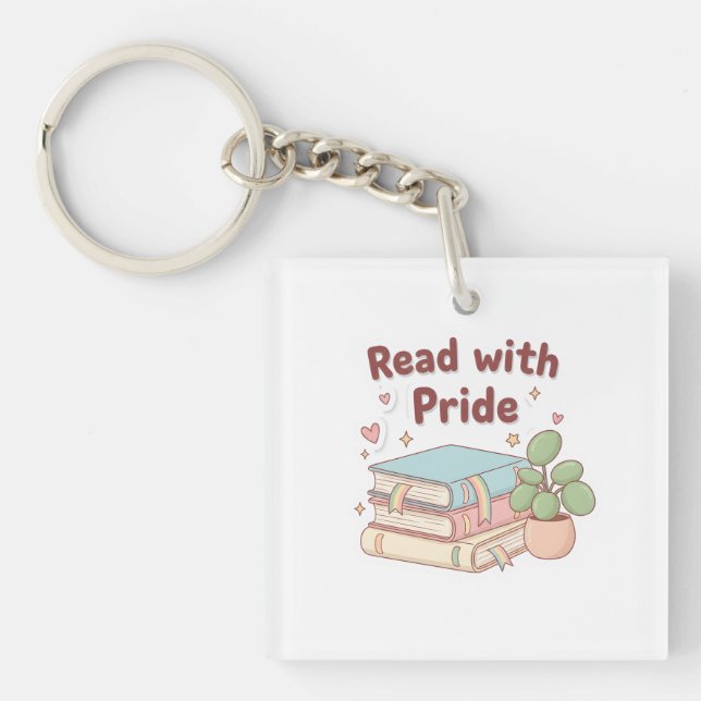 Read with Pride – LGBTQ Reading  Keychain (Front)