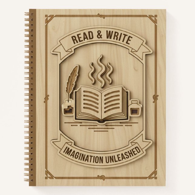 Read & Write Imagination Unleashed Wood Journal (Front)