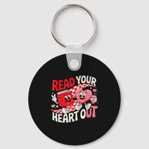 Read Your Heart Out Valentines Day Retro Teacher B Keychain